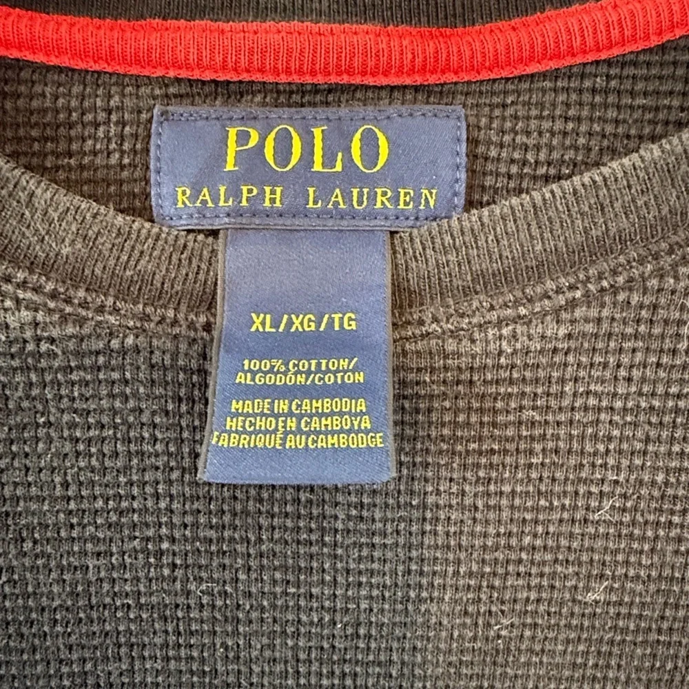 Polo Ralph Lauren Black Waffle Knit Thermal Long Sleeve Shirt Men’s XL